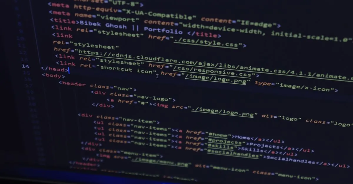 A screen of clean HTML code, the real-code work behind a fast Colorado Springs website.