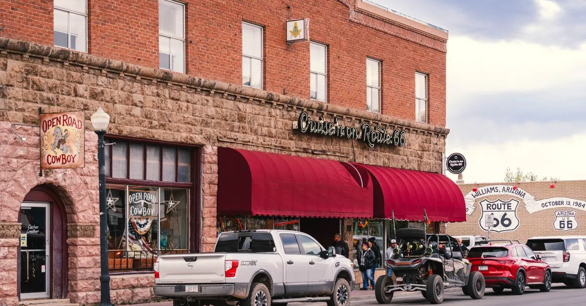 A downtown Arizona street lined with brick storefronts and independent local shops, the kind of small businesses local SEO helps customers find.