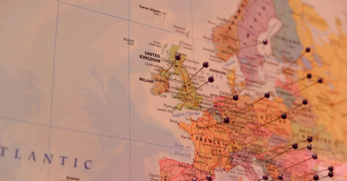 A map with push pins, representing local SEO across multiple business locations.