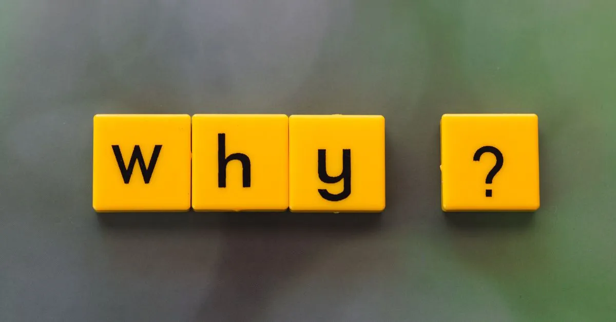 Tiles spelling "why," representing the questions FAQs answer for AEO.