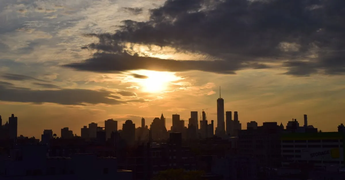 The New York City skyline at sunset, the dense five-borough market where local SEO is won.