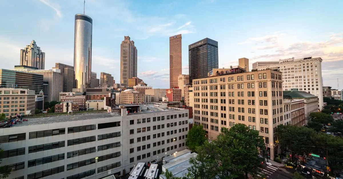 The downtown Atlanta skyline in daylight, the sprawling metro market where the map pack is won side by side with the suburbs.