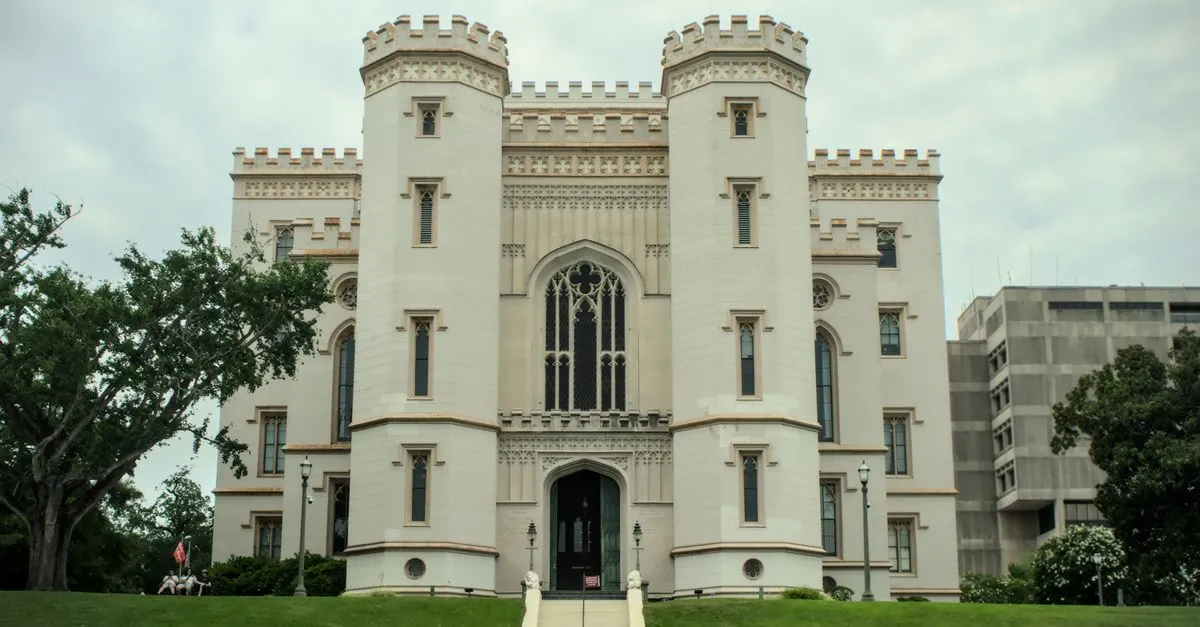 The Gothic-style Old State Capitol in Baton Rouge, Louisiana, where local businesses compete for attention online.