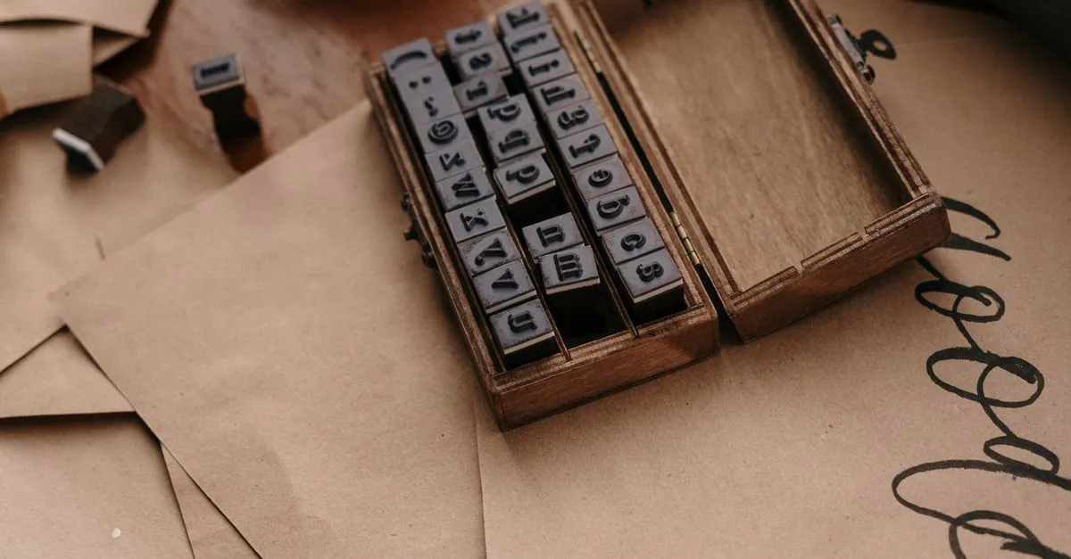 Vintage wooden box of rubber alphabet stamps on brown paper, a stand-in for making identical copies of the same content.